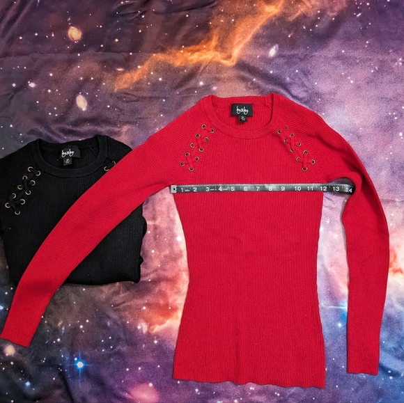 🐞 2 By & By Black and Red Sweater Bundle Size XS - Picture 5 of 9